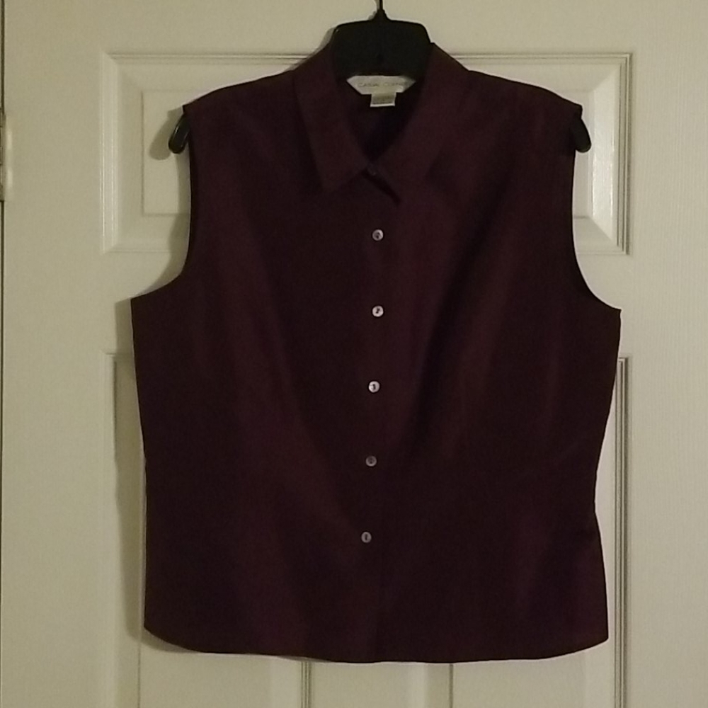 Casual Corner dark purple sleeveless shirt size 14